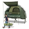 1-Person Folding Camping Tent with Sunshade and Air Mattress