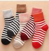 5Pairs Lot Winter Thickened Warm Woolen Socks Women's Striped Retro Wool New Year Christmas Gift Grils Socks TJ3140