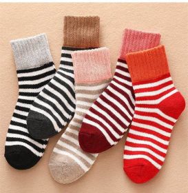 5Pairs Lot Winter Thickened Warm Woolen Socks Women's Striped Retro Wool New Year Christmas Gift Grils Socks TJ3140 (Color: 12, size: One Size)