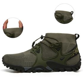 New Mesh Breathable Hiking Shoes Size 36-47 Mens Sneakers Outdoor Trail Trekking Mountain Climbing Sports Shoes For Male Summer (Color: Army Green, size: 43)