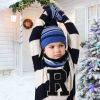 Winter Kids Knitted Hat Scarf Gloves 3Pcs Boys Girls Winter Warm Beanie Hat and Glove Scarf Set Beanie Neck Warmer Mittens for 4-7-Year-Old Kids