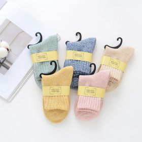 5Pairs Lot Winter Thickened Warm Woolen Socks Women's Striped Retro Wool New Year Christmas Gift Grils Socks TJ3140 (Color: 11, size: One Size)