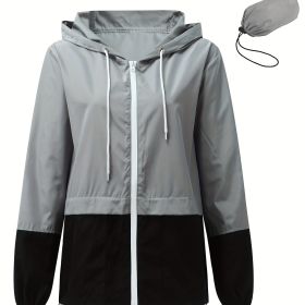 Women's Outwear Women Rain Coats Lightweight Waterproof Outdoor Rain Jacket (Color: Grey, size: XL(12))