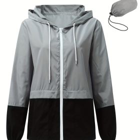 Women's Outwear Women Rain Coats Lightweight Waterproof Outdoor Rain Jacket (Color: Grey, size: L(8/10))