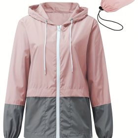 Women's Outwear Women Rain Coats Lightweight Waterproof Outdoor Rain Jacket (Color: Pink, size: L(8/10))