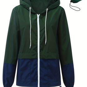 Women's Outwear Women Rain Coats Lightweight Waterproof Outdoor Rain Jacket (Color: Dark Green, size: L(8/10))