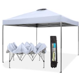 10x10ft Pop Up Canopy Tent Straight Legs Instant Canopy Outdoor With Wheeled Bags (Color: White, material: powder coated steel frame)