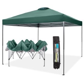 10x10ft Pop Up Canopy Tent Straight Legs Instant Canopy Outdoor With Wheeled Bags (Color: Green, material: powder coated steel frame)