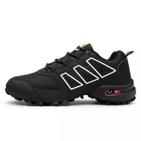 Men's comfortable sneakers wear shoes walking shoes mesh material men's hiking shoes non-slip outdoor sports shoes (Color: Black, size: 10)