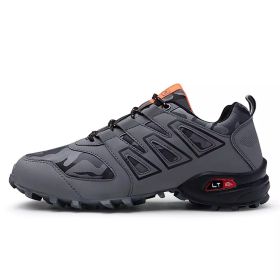 Men's comfortable sneakers wear shoes walking shoes mesh material men's hiking shoes non-slip outdoor sports shoes (Color: Gray, size: 9)