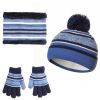 Winter Kids Knitted Hat Scarf Gloves 3Pcs Boys Girls Winter Warm Beanie Hat and Glove Scarf Set Beanie Neck Warmer Mittens for 4-7-Year-Old Kids