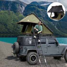 Adventurer Rooftop Tent Hardshell with Luggage Racks&Replaceable Rain Flies, Truck Bed Tent for Camping, Pop Up Overland Roof Top Tents for Truck Jeep (Color: Olive Green)