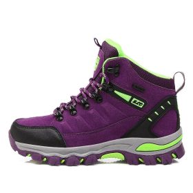 Waterproof Hiking Shoes Men Women Sneakers Mountain Climbing Shoes Outdoor Unisex Sport Hunting Boots Men Trekking Shoes (Color: Purple, size: 39)