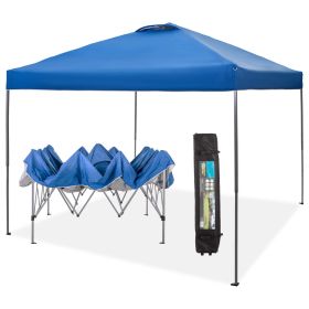 10x10ft Pop Up Canopy Tent Straight Legs Instant Canopy Outdoor With Wheeled Bags (Color: Blue, material: powder coated steel frame)